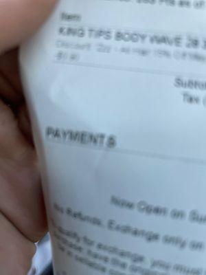 My receipt which shows I was just there at 6pm may25 2022