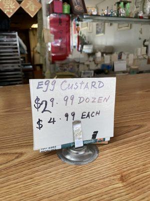 October 2021 pricing for egg tarts