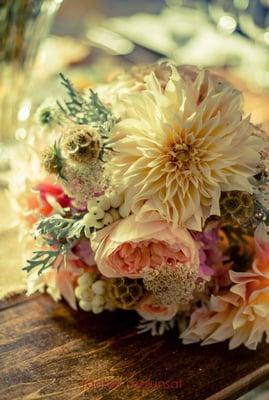 vintage country chic wedding bouquet