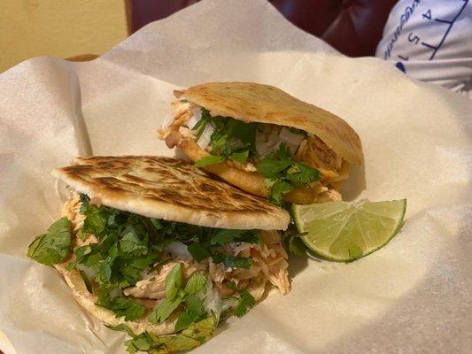 Flour (front) and corn (back) chicken gorditas