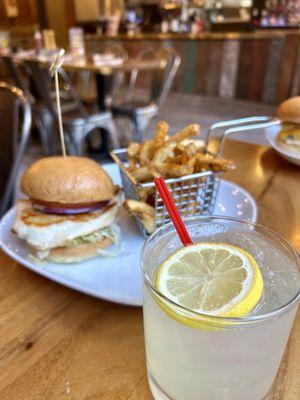 Chicken Sandwich and margarita