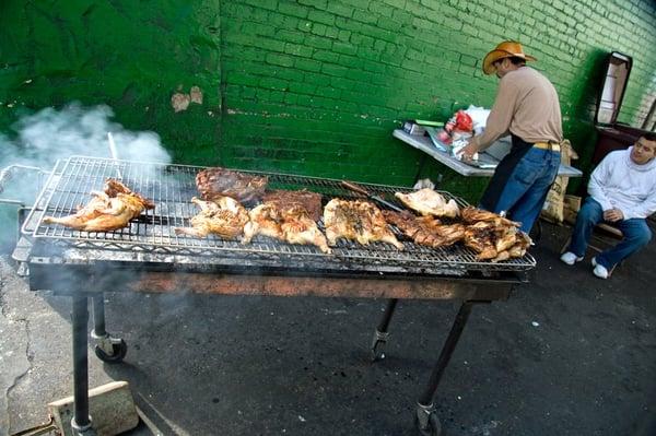 asado our front friday-monday.  $8 pollo entero.