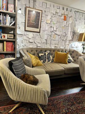 Sitting area amongst the books