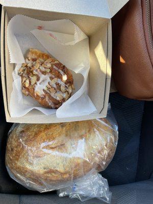 Almond danish and sourdough loaf