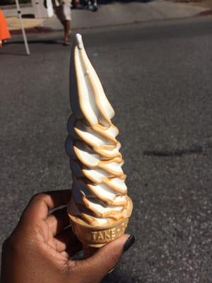 Butterscotch swirl ice cream cone