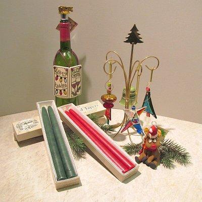 Holiday candles, ornaments, wine stoppers, whimsical plaques