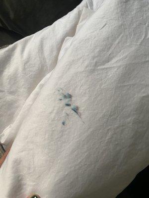 Stain left on my brand new white bedsheet.