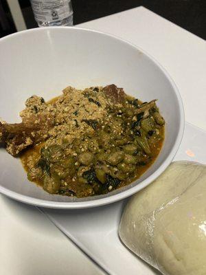 Half Egusi with chicken/ half okro with chicken!