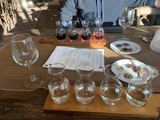 White and red chocolate wine tasting