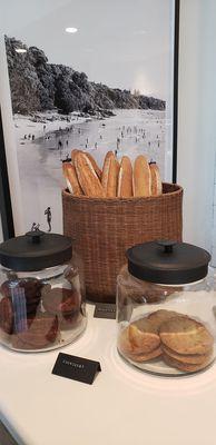 Fresh baguettes and cookies