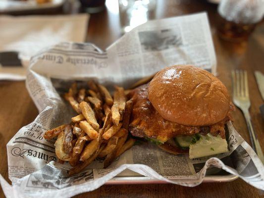 Smash burger and fries