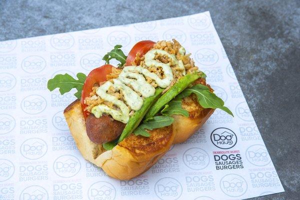 SOOO VEGGIE - beyond sausage® hot italian, wild arugula, avocado, tomato, crispy onions, spicy  basil aioli