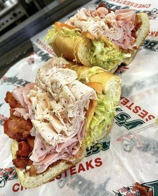 Philly Club includes turkey, ham, bacon, lettuce and tomato topped with oregano