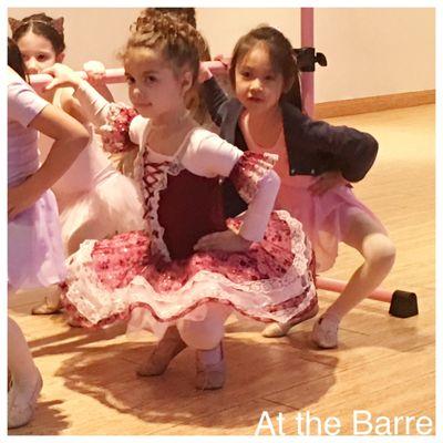 Our students, ages 5-7; practicing ballet exercises at the Barre.