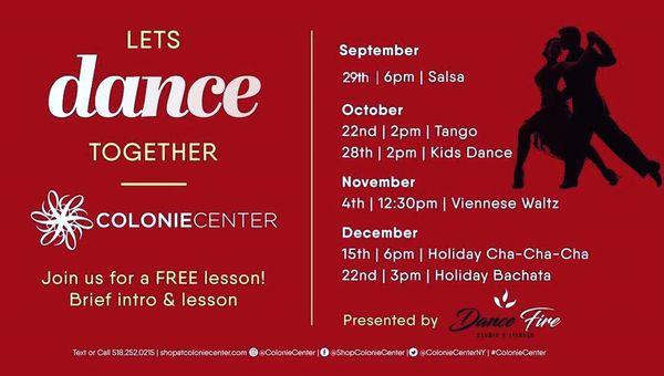 Join us at Colonie Center for a Free Dance Class!