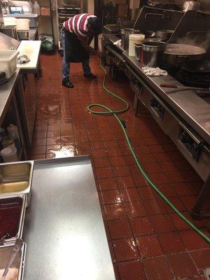 Their cleaning process happens twice a day.middle of the day after lunch rush&closing.