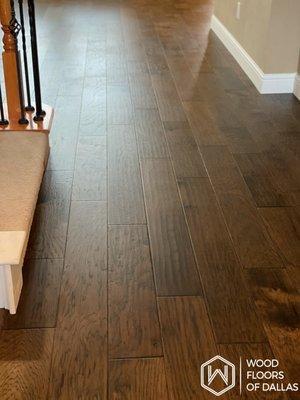 Hickory Engineered Hardwood From Bella Cera with a Beautiful Medium Brown Finish installed in Flower Mound.