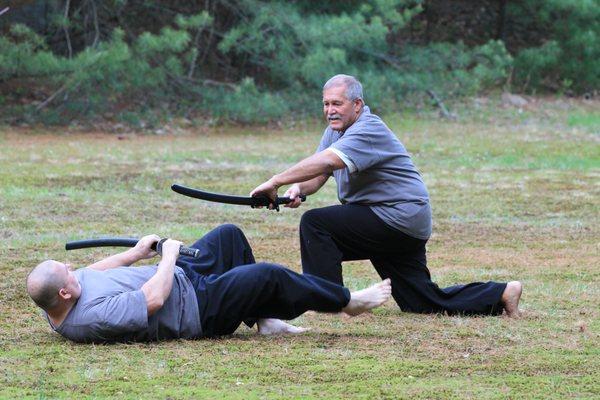 We teach Kenjutsu- Japanese swordsmanship- straight from Japan.