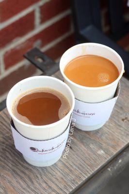 Jubani ($3 for 12 oz, left) and Adeni Chai ($3 for 12 oz, right)