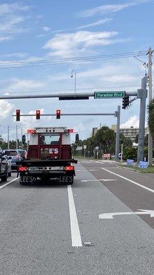 Lees truck, prior to this intersection the while line is a bike lane, irregardless of bike lane or not 3ft space passing is required!