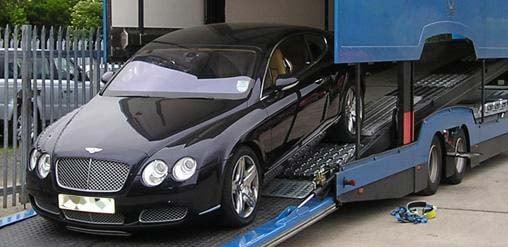 Bentley GT being shipped soft-side enclosed