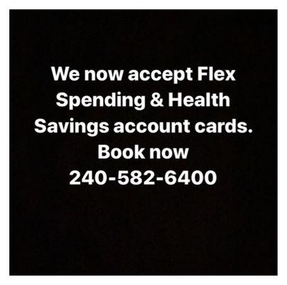 We now accept Flex Spending & Heath Savings account cards! We offer pain management CBD & other topicals to reduce pain immediately