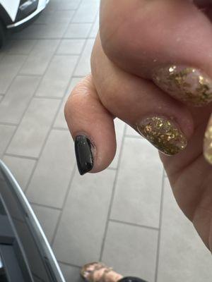 Very sloppy, every nail. The clear is harder to get a picture of