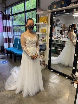 My wedding dress after requested alterations - front