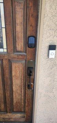 Handleset with electronic deadbolt installed