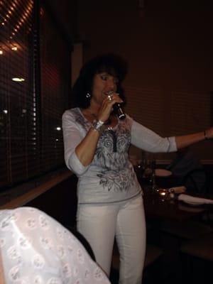 April sings every Saturday night she starts around 6:30-6:45