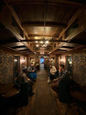 Cocktails inside a rail car