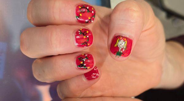 Gel Manicure with Christmas nails Art by Katie