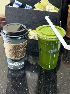 Coffee and green drink