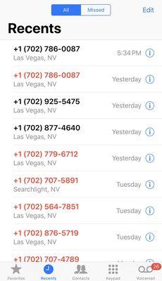 These are all calls from American Solar. They keep calling multiple times a day for months.