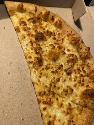 Burnt extremely thin and not eatable cheese pizza no sauce