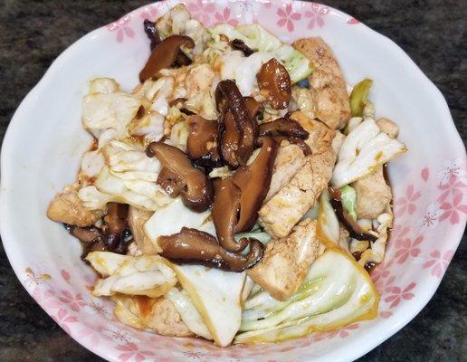 Fried Tofu with Black Mushroom, requested soft tofu