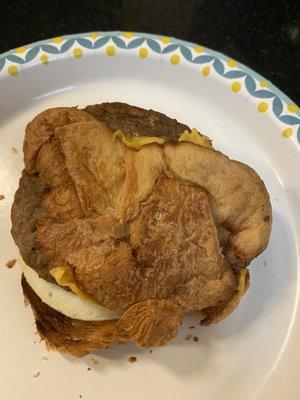 This is a supposedly or an alleged croissant egg sandwich