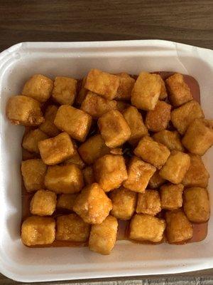 Orange tofu nuggets