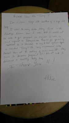 This is a letter of thanks from one of our many customers. Glad to give information and products to naturally help our community!