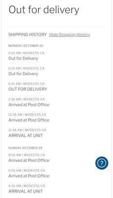 It's 7:28pm on 10/30/2023. I am following where my package is. Come on, usps, we trust you. Very poor service