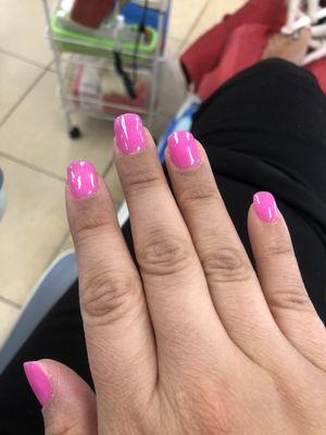 Pink dip manicure