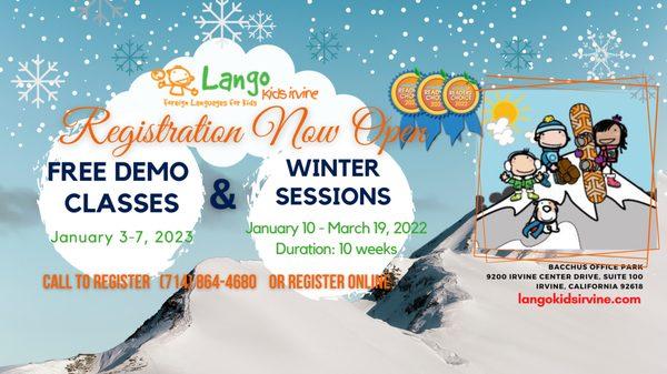 Register for Winter Spanish Classes
Ages 2-16
1/10 -3/19/2023
Call us to register  (714) 864-4680