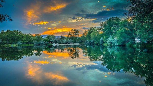 Lake with Beautiful Sunset