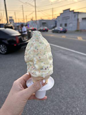 Birthday cake dipped cone