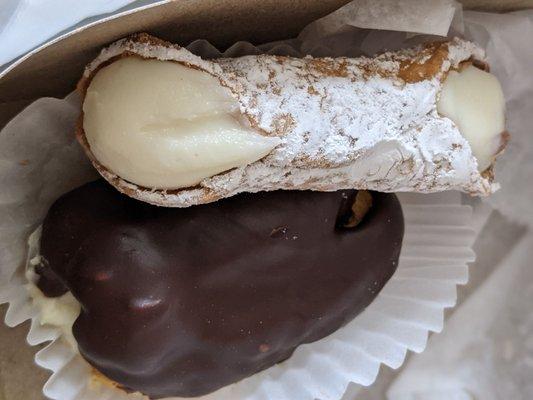 Cannolo and eclair