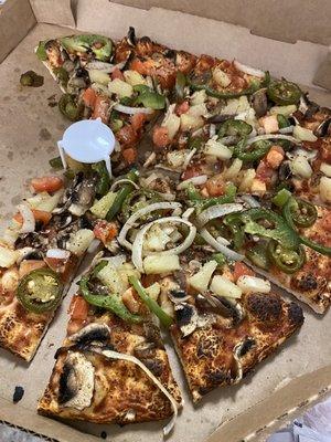 Guinevere's Garden Delight Pizza Added jalapeño and pineapple and it was amazing