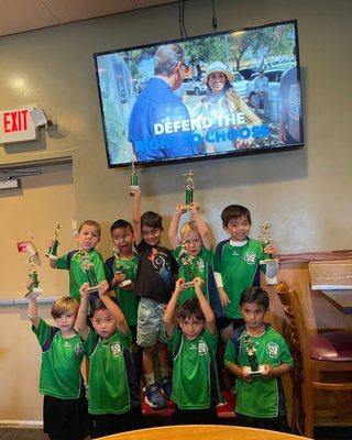 Soccer Boys team enjoyed their well-earned trophies!