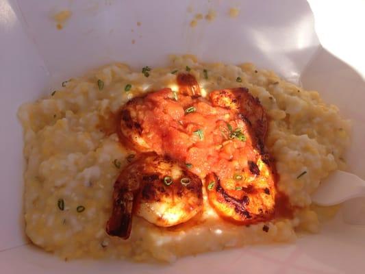 Shrimp and sofrito with grits courtesy of The Smiling Bison!