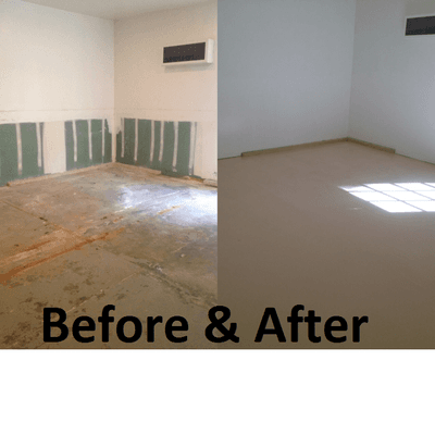 Removed indoor Swim-Spa pool. Then patch/paint walls and epoxy floor.