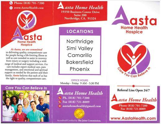 AASTA Home Health Front cover of Brochure